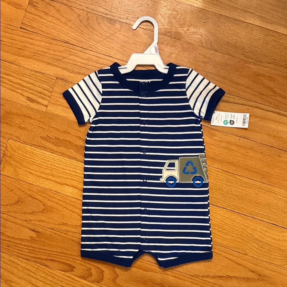 Carter's Navy and White Striped Bodysuit